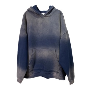 Wholesale Custom 100% Cotton Fleece Sweatshirt <b>Men</b> Drop Shoulder Hooded <b>Pullover</b> Embroidered Puff Print Solid Winter Casual Wear - Product Image 2