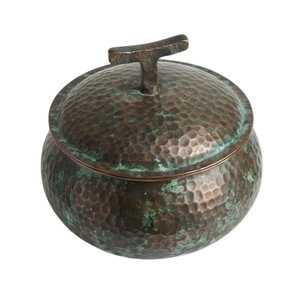 Hammered Metal Serving <b>Bowl</b> <b>With</b> <b>Lid</b> Vintage Design Handmade Copper Finish For Food Serving Gifting - Product Image 2