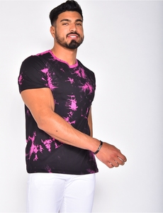 Chemise décontractée pour homme, noire et rose, à double boutonnage, sans col, à manches courtes, séchage rapide, 100 % coton, imprimée par sublimation, tricotée - Product Image 1