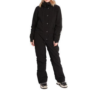 Combinaison de ski noire à capuche pour femme, imperméable, isolée, fermeture éclair, matière de haute qualité, vêtements de neige et de ski - Product Image 1