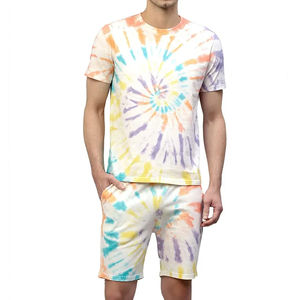 Conjunto de Shorts de Verano Casuales con Diseño Moderno y Teñido Anudado, Servicio Personalizado con Tu Propio Estilo, Secado Rápido, Algodón, para Hombre - Product Image 1