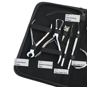 Kit de herramientas para extensiones de cabello de salón con alicates removedores de microperlas plateadas, alicates para quitar enlaces de queratina, herramienta de bucle para cabello, peine de cola y agujas - Product Image 3