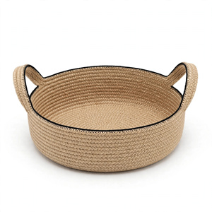Panier de rangement pour fruits en jute écologique rond avec poignées, style moderne, multifonction, exporté du Bangladesh - Product Image 3