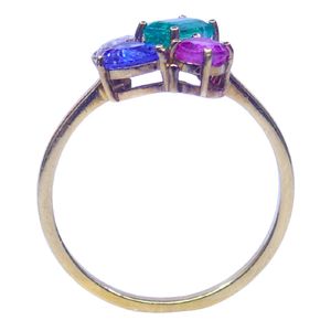 แหวนเพชรพลอยประดับมรกต ทับทิม ไพลิน และเพชร ดีไซน์คลาสสิกหรูหรา ชุบทอง 14K สำหรับผู้ชายและผู้หญิง เหมาะสำหรับงานหมั้นและงานแต่งงาน - Product Image 2