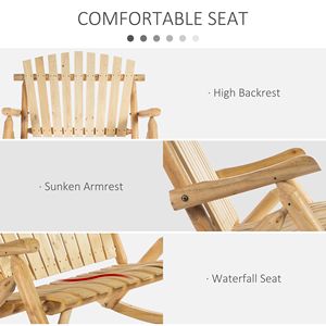 Poltrona a dondolo Adirondack a 2 posti per esterni, con schienale alto e design a doghe in legno, colore Burlywood - Product Image 5