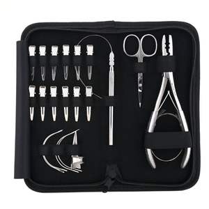 Kit de herramientas profesionales para extensiones de cabello, componentes de acero, cuentas de 2 agujeros, herramienta de bucle para rastas, tijeras de hilo, accesorios de agujas - Product Image 1