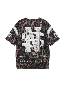 เสื้อยืดกีฬาพิมพ์ลายเสือดาวทรงโอเวอร์ไซส์สำหรับผู้หญิง สไตล์ Y2K ลายกราฟิกลอสแอนเจลิส คอวี แขนสั้น เสื้อยืดออกกำลังกาย ขายส่ง - Product Image 2