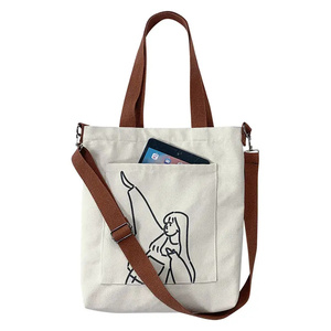 Nouveau Sac Fourre-tout en Toile de Coton de Haute Qualité, Grande Capacité, Design Rétro, pour Étudiants, École, Shopping, Sac Bandoulière Mignon avec Lettres - Product Image 1