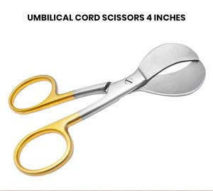 Ciseaux pour cordon ombilical avec logo personnalisé, 10 cm, boucles dorées, acier inoxydable, instrument chirurgical pour accouchement, OEM - Product Image 1