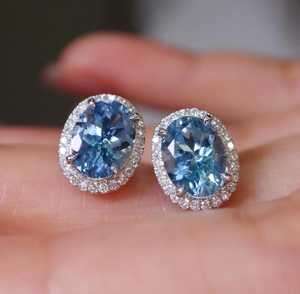 Pendientes de Aguamarina Santa María en Oro Blanco de 18K Hechos a Mano, Joyería Fina de Lujo, Regalo Elegante y Brillante para Mujer - Product Image 6