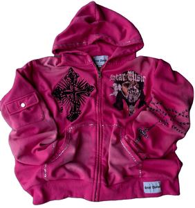 Sweat à capuche strass Vintage délavé au soleil unisexe sweat à capuche en coton épais surdimensionné Logo personnalisé imprimé hommes Boxy Fit sweat à capuche zippé - Product Image 1