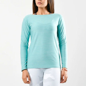Custom Logo Women Seamless Activewear <b>Long</b> Sleeve Shirt Comfortable Polyester/Cotton Material Outdoor Athletic Sportswear Shirt - Product Image 1