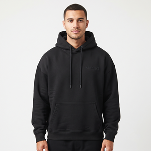 Sweat-shirt à capuche pour homme en coton de haute qualité, surdimensionné, décontracté, confortable, avec cordon de serrage, impression de logo personnalisée - Product Image 1