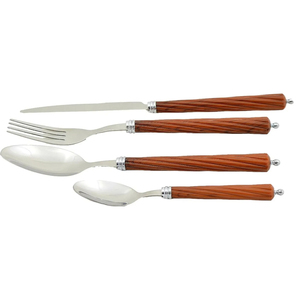 Ensemble de couverts en acier inoxydable avec manche en bois d'olivier artisanal, vaisselle pour la maison, la cuisine, le restaurant, les mariages - Product Image 2