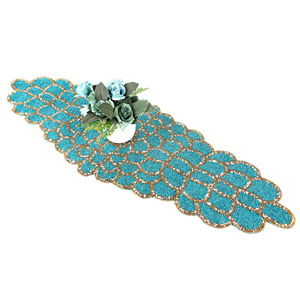 36" Glass Beaded Dining Table Runner High Quality Hand Beaded Work With Custom Floral Design Low Price Runners for Christmas - Product Image 2