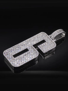 Collier pendentif barre en moissanite, pendentif rectangulaire glacé, bijoux hip-hop pour homme, cadeau de luxe - Product Image 2