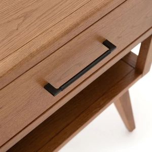 Solid Wood Nightstand <b>Bedside</b> Table with 1 Drawer and Open <b>Shelf</b> Carved Accent Modern Bedroom Furniture From Rajasthan - Product Image 5