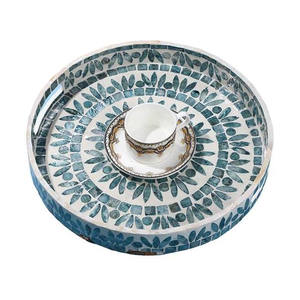 Nouveau design tendance, fabrication en gros, plateau de service en nacre, plateau MOP avec poignée pour le salon - Product Image 4