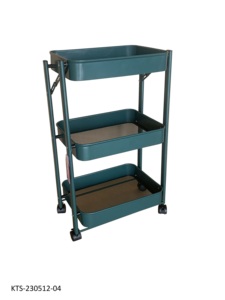 3 Tier Metal Rolling <b>Storage</b> Cart with Wheels for Kitchen Living Room Heavy Duty Powder Coated Indoor use - Product Image 4