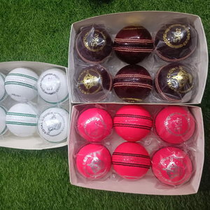 Balle de cricket en cuir rigide cousue à la main de haute qualité 90 Overs, blanche, rouge, rose, avec logo personnalisé, meilleur prix, balle en cuir premium - Product Image 1