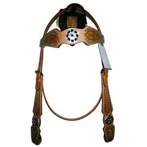Top Trending Premium Quality Western Headstall Concho tallado a mano con logotipo personalizado Productos ecuestres de cuero para montar a caballo - Product Image 1