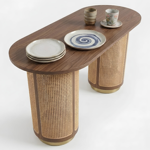 Mesas de exterior modernas y elegantes con una combinación de madera de teca y ratán a un precio asequible - Product Image 1