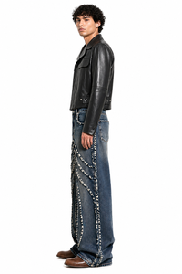 Veste en simili cuir noir pour homme, coupe structurée classique, streetwear, design minimaliste, fermeture éclair sur le devant, finition lisse de qualité supérieure - Product Image 3