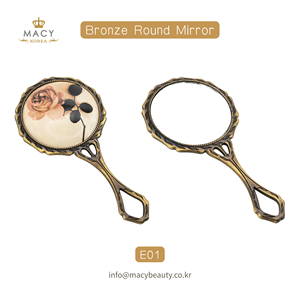 MACY BEAUTY KOREA Antique Bronze Handheld <b>Vanity</b> <b>Mirror</b> Hollow Handle Elegant Metal <b>Mirror</b> Circular <b>Mirror</b> Eyelash Extensions - Product Image 1