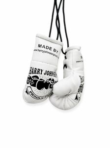 Gants de boxe miniatures Harry Johnson Production en cuir blanc avec fermeture auto-agrippante, légers, pour adultes, équipement de boxe - Product Image 3