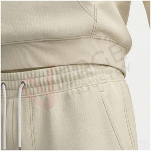 Ensemble de survêtement beige à capuche pour homme, manches longues, motif géométrique, coupe décontractée, vêtement d'automne, 100 % coton respirant - Product Image 5