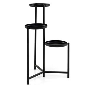 Espositore per Piante a 3 Livelli in Metallo Nero, Scaffale Angolare Antiruggine con Piedini Antigraffio - Product Image 5