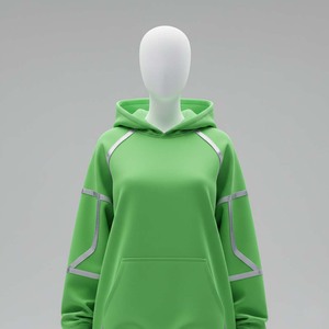 Sweat-shirt à capuche surdimensionné pour femme en tricot vert néon, style streetwear premium, esthétique cyber-tech, idéal pour l'hiver - Product Image 1