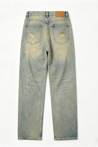 Jeans de Mezclilla de Cintura Alta y Pierna Recta, Desgastados, Estilo Casual de Algodón, para Primavera - Product Image 2