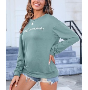 New Collection Luxury Long Sleeve Neck Shoulder Slope Printed Comfortable Casual Women's Cotton Sweatshirt Winter Custom Front - Product Image 5