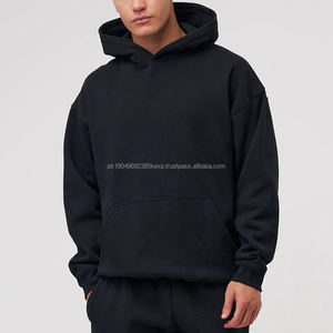 High Quality Men's Thick Heavyweight 450 Gsm Cotton Puff Printing Hoodies Oversized <b>Lined</b> Pullover No <b>String</b> Fleece Sweatshirt - Product Image 2