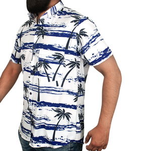 Nouvelle Arrivée Chemise de Plage pour Homme à Manches Courtes, Col Rabattu, Anti-Plis, Imprimé Hawaïen par Sublimation, Tendance et Décontractée - Product Image 3