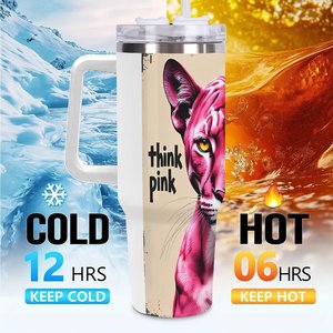Gobelet isotherme personnalisé en acier inoxydable de 40 oz avec motif Panthère Rose pour les célébrations d'ouverture de magasin - Product Image 6