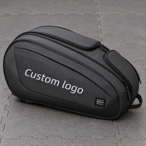 Sac de raquette de squash multi-poches personnalisé REXFIT avec lettrage sur mesure, panneau frontal incurvé, étui de transport pour équipement sportif avec fermeture éclair - Product Image 1