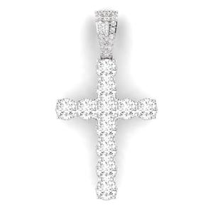 Colgante de cruz con diamantes cultivados en laboratorio de 0.25 quilates cada uno, forma redonda, completamente cubierto de diamantes cultivados en laboratorio, plata de ley 925 - Product Image 1