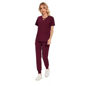 Unisex Short-Sleeve Nursing Uniform Custom Hospital Knitted Cotton Breathable Scrubs <b>Set</b> High Quality Custom Logo - Product Image 5