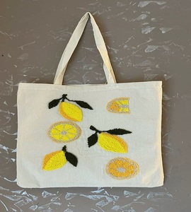 Bolsa de tela reutilizable, bolso de compras, bolso de hombro, bolsa para llevar la compra, para mujer, regalos promocionales, embalaje, chenilla con parches, lona de algodón - Product Image 6