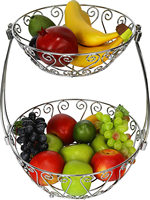 Corbeille à fruits à 2 niveaux MDI Simple Houseware pour comptoir, avec tailles personnalisables, en métal chromé durable