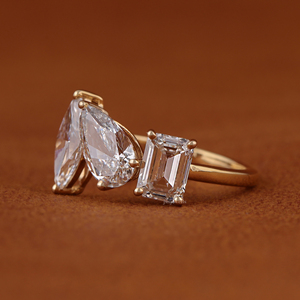 IGI Certified Mixed Shape Lab Grown Diamond Engagement <b>Ring</b> Marquise Pear <b>Emerald</b> Cut Gold Bridal <b>Ring</b> for Women 14k Gold - Product Image 3