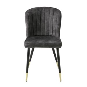 Set di sedie da pranzo in 2 pezzi dal Design moderno tappezzeria in velluto carboncino con accento dorato in metallo nero con Tufting a canale - Product Image 3