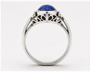 Lapis Lazuli <b>Silver</b> <b>Ring</b>, Pear Shape Gemstone <b>Ring</b>, Sterling <b>Silver</b> <b>Statement</b> <b>Ring</b>, Boho Blue Stone <b>Ring</b> - Product Image 3