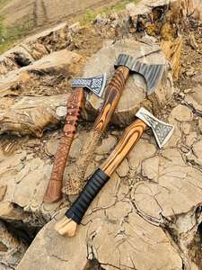 Thewizcrafts Custom 18" D2 Steel Splitting <b>Axe</b> Tomahawks Rosewood Handle Leather Sheath Outdoor Hunting Camping Gift Dad - Product Image 3