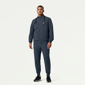 Cobaki 2025 Custom Men's Medical <b>Scrub</b> Jacket Classic Fit Stretch Anti-Wrinkle 6-Pocket OEM ODM Workwear Low MOQ Uniforms - Product Image 3