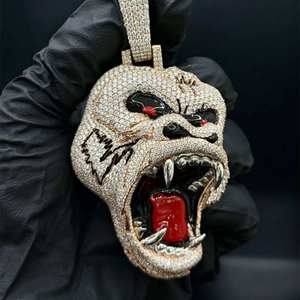 Colgante de Cabeza de Pantera con Incrustaciones de Moissanita en Oro Rosa de la Mejor Calidad, Chapado en Plata, Estilo Hip Hop, Joyería para Hombres/Mujeres, Ideal para Fiestas - Product Image 1