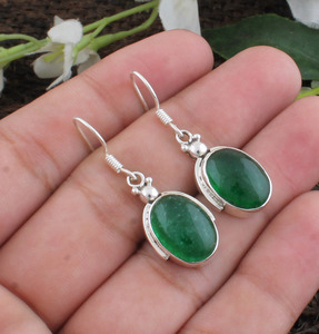 Pendientes de Jade Verde Natural, Plata de Ley 925, Jade Genuino Tipo A, Joyería al por Mayor, Fabricante, Nueva Llegada - Product Image 2