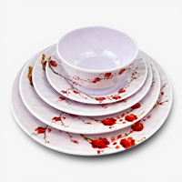 Ensemble de bols et d'assiettes rondes en mélamine avec design personnalisé, technique pigmentée, style moderne, durable, compatible lave-vaisselle et micro-ondes